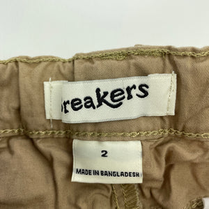 Boys Breakers, lightweight stretch cotton pants, adjustable, Inside leg: 36cm, EUC, size 2,  