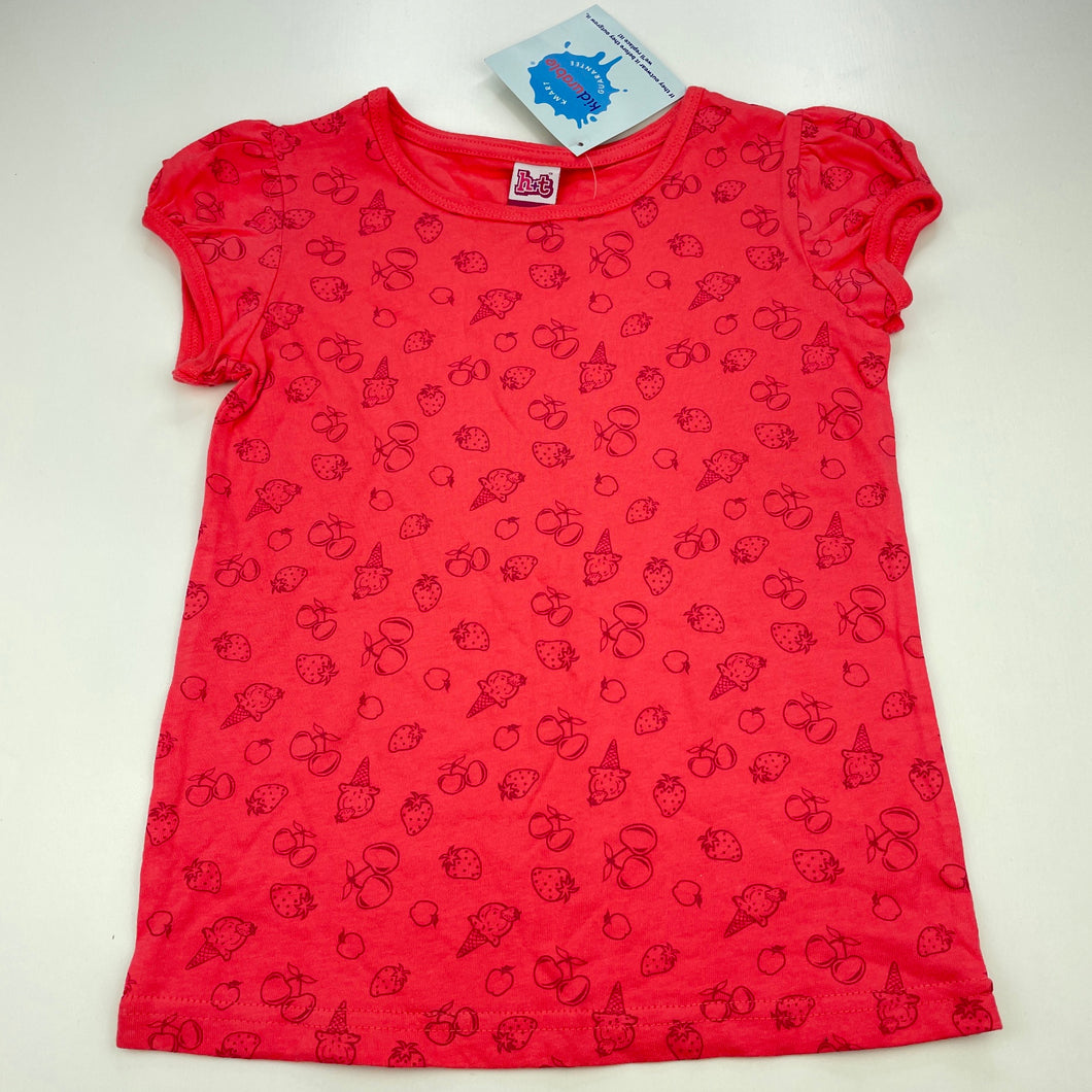 Girls H&T, pink cotton t-shirt / top, NEW, size 6,  