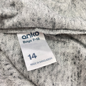 Boys Anko, grey marle cotton t-shirt / top, EUC, size 14,  