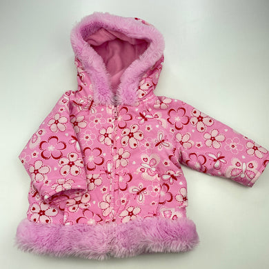 Girls Target, fleece lined floral jacket / coat, GUC, size 00,  