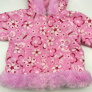 Girls Target, fleece lined floral jacket / coat, GUC, size 00,  