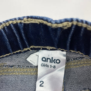 Girls Anko, blue stretch denim leggings / jeggings, elasticated, Inside leg: 29.5cm, EUC, size 2,  