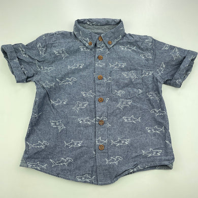 Boys Target, cotton short sleeve shirt, sharks, EUC, size 2,  