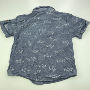 Boys Target, cotton short sleeve shirt, sharks, EUC, size 2,  