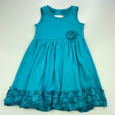 Girls Penny M, blue lace trim party dress, GUC, size 2, L: 47cm