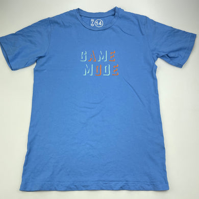Boys KID, blue cotton t-shirt / top, light marks on back, FUC, size 14,  