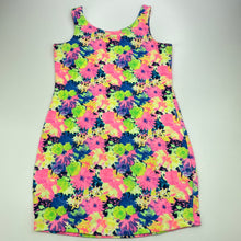 Load image into Gallery viewer, Girls Mango, colourful floral stretchy casual dress, GUC, size 10, L: 64cm
