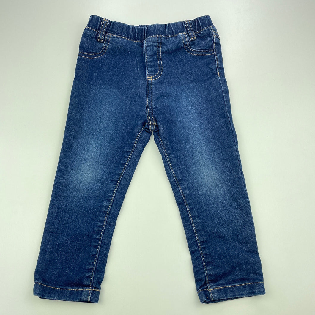 unisex Dymples, lightweight stretch denim pants, elasticated, Inside leg: 28cm, GUC, size 2,  