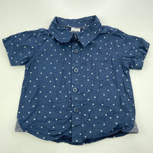 Load image into Gallery viewer, Boys Kids &amp; Co, navy cotton short sleeve shirt, GUC, size 0,  