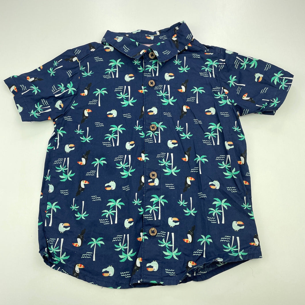 Boys Dymples, navy cotton short sleeve shirt, EUC, size 2,  