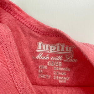 Girls Lupilu, pink cotton bodysuit / romper, FUC, size 00,  