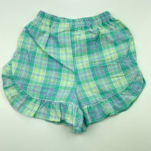 Load image into Gallery viewer, Girls checked, lightweight cotton shorts, elasticated, EUC, size 00,  