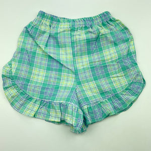 Girls checked, lightweight cotton shorts, elasticated, EUC, size 00,  