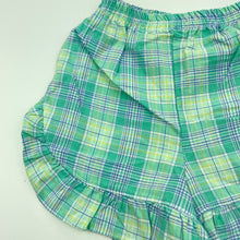 Load image into Gallery viewer, Girls checked, lightweight cotton shorts, elasticated, EUC, size 00,  
