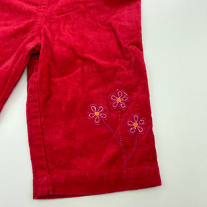Girls Target, embroidered velvet cotton pants, elasticated, EUC, size 00,  