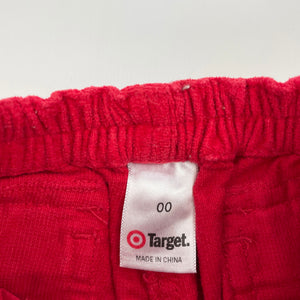 Girls Target, embroidered velvet cotton pants, elasticated, EUC, size 00,  