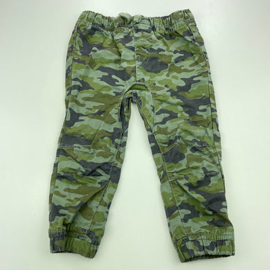 Boys Dymples, camo print cotton pants, elasticated, GUC, size 1,  