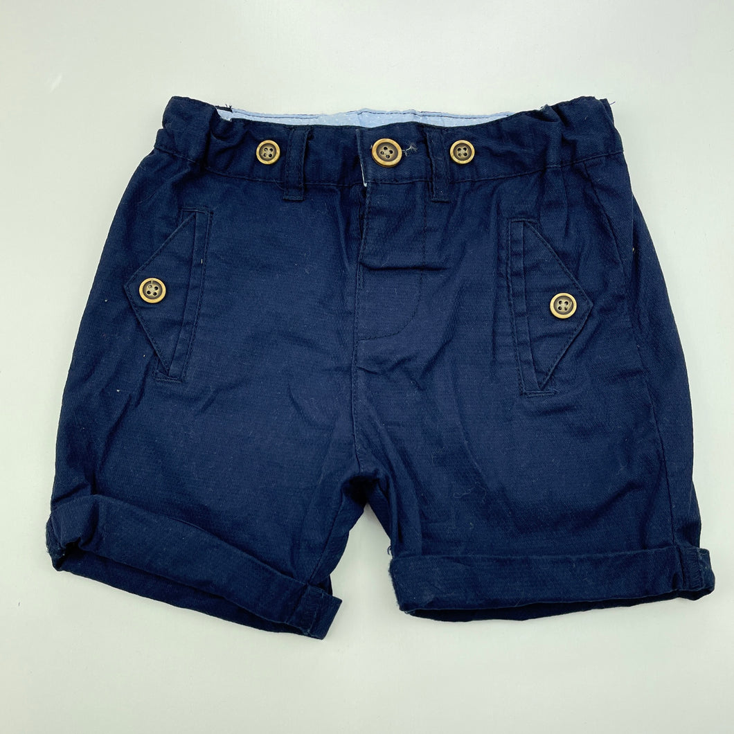 Boys Dymples, navy cotton shorts, adjustable, GUC, size 1,  