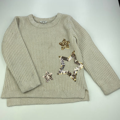 Girls Milkshake, gold knitted sweater / jumper, sequin stars, FUC, size 8,  