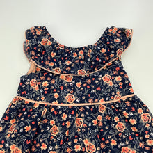 Load image into Gallery viewer, Girls Penelope Mack, lined navy floral cotton summer dress, EUC, size 1-2, L: 46cm