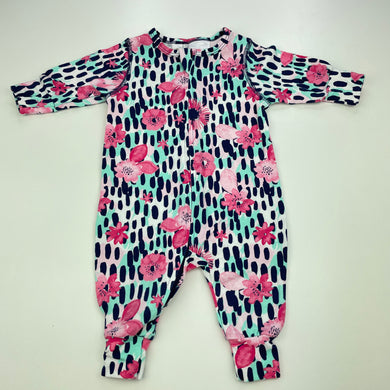 Girls Dymples, colourful floral zip romper, EUC, size 000,  