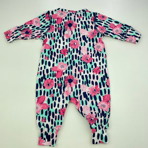 Girls Dymples, colourful floral zip romper, EUC, size 000,  