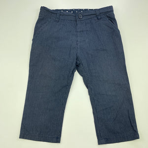 Boys Peter Morrissey, navy lightweight cotton pants, adjustable, Inside leg: 24.5cm, GUC, size 1,  