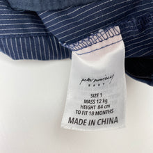 Load image into Gallery viewer, Boys Peter Morrissey, navy lightweight cotton pants, adjustable, Inside leg: 24.5cm, GUC, size 1,  