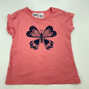 Girls Neon, cotton pyjama t-shirt / top, butterfly, EUC, size 1,  