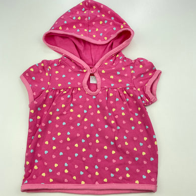 Girls Sprout, pink hooded t-shirt / top, hearts, EUC, size 0,  