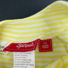 Load image into Gallery viewer, Girls Sprout, striped cotton romper, bees, EUC, size 000,  