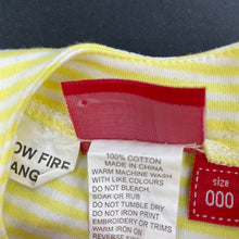 Load image into Gallery viewer, Girls Sprout, striped cotton romper, bees, EUC, size 000,  