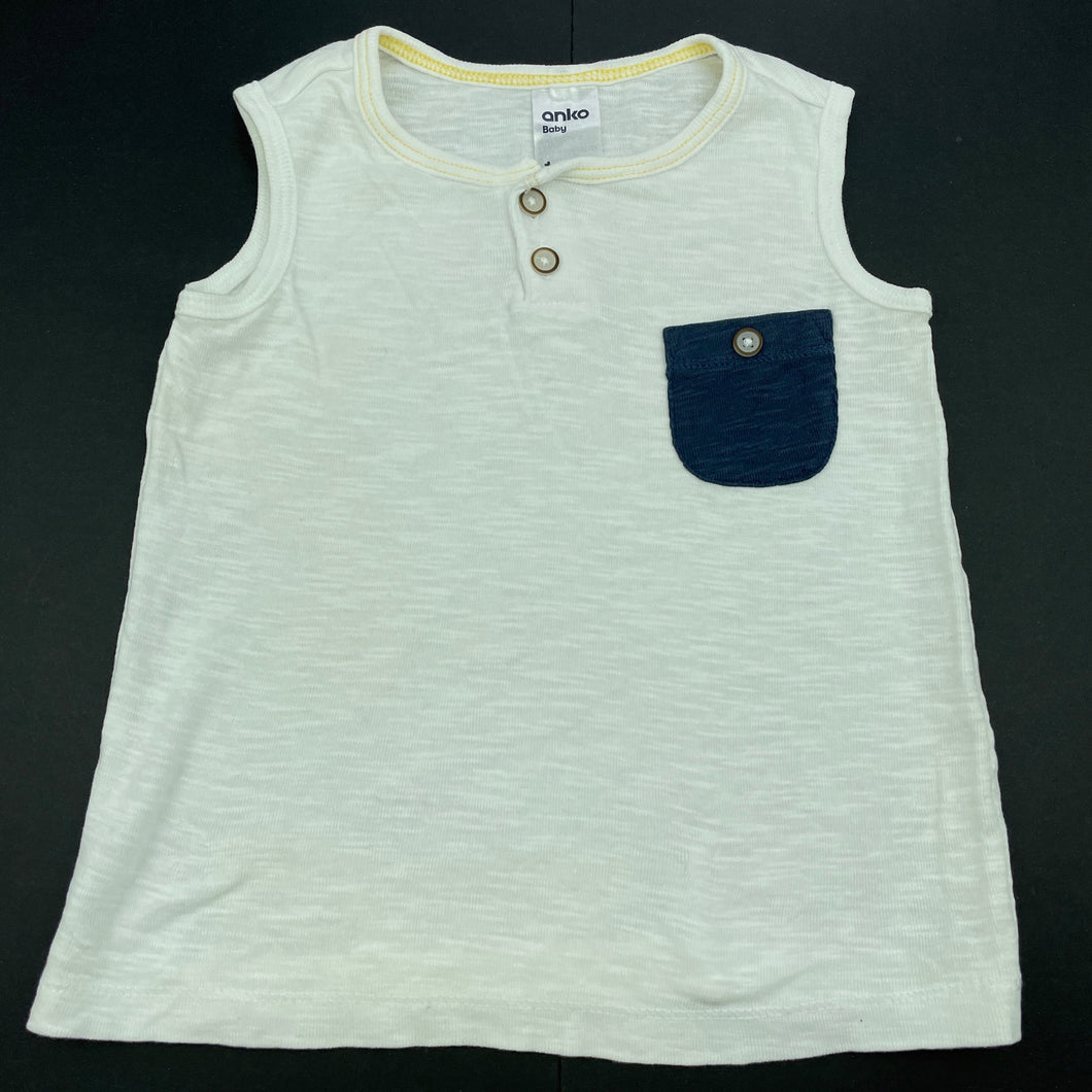unisex Anko, cotton singlet / tank top, GUC, size 1,  