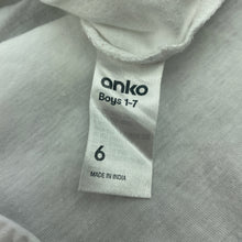Load image into Gallery viewer, Boys Anko, white cotton t-shirt / top, GUC, size 6,  
