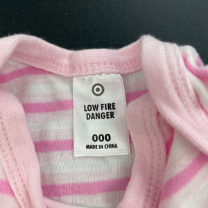 Girls Target, pink stripe cotton bodysuit / romper, EUC, size 000,  