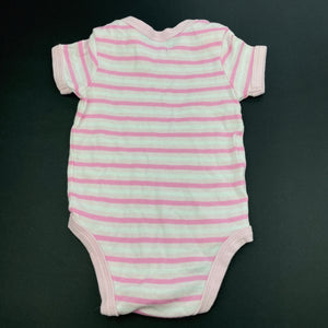 Girls Target, pink stripe cotton bodysuit / romper, EUC, size 000,  