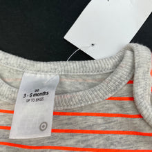 Load image into Gallery viewer, unisex Target, grey &amp; orange stripe t-shirt / top, NEW, size 00,  