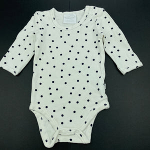 unisex Marquise, ribbed navy spot bodysuit / romper, GUC, size 000,  