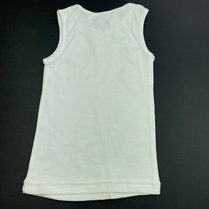 Girls Dymples, white cotton singlet top, bird, GUC, size 0,  