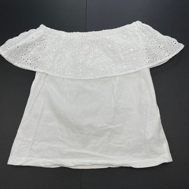 Girls Cotton On, white cotton broderie trim top, FUC, size 4,  