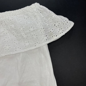 Girls Cotton On, white cotton broderie trim top, FUC, size 4,  