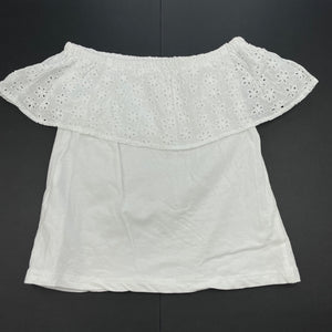 Girls Cotton On, white cotton broderie trim top, FUC, size 4,  