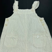 Load image into Gallery viewer, Girls Baby World, lined broderie overalls / romper, EUC, size 00,  