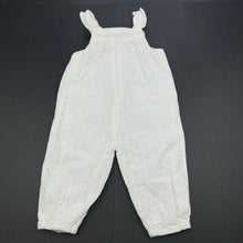 Load image into Gallery viewer, Girls Baby World, lined broderie overalls / romper, EUC, size 00,  