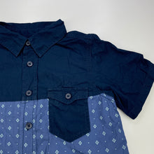 Load image into Gallery viewer, Boys Urban Supply, navy cotton short sleeve shirt, GUC, size 7,  