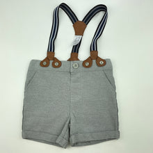 Load image into Gallery viewer, Boys Baby Baby, grey shorts, elasticated, braces, EUC, size 000,  