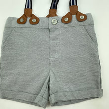 Load image into Gallery viewer, Boys Baby Baby, grey shorts, elasticated, braces, EUC, size 000,  