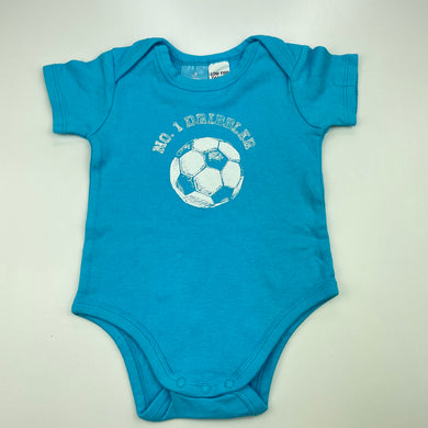 Boys Little Wishes, blue cotton bodysuit / romper, GUC, size 0,  