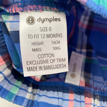 Load image into Gallery viewer, Boys Dymples, lightweight cotton shorts, elasticated, NEW, size 0,  