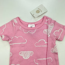 Load image into Gallery viewer, Girls Dymples, pink cotton bodysuit / romper, clouds, NEW, size 000,  